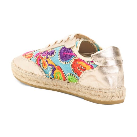 NEW MAYPOL Made In Spain Handmade Floral Embroidered Espadrille Sneakers 126tn - Picture 1 of 8